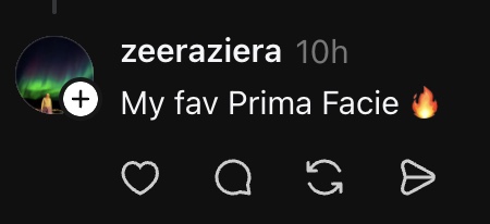 Customer comment about Prima Facie