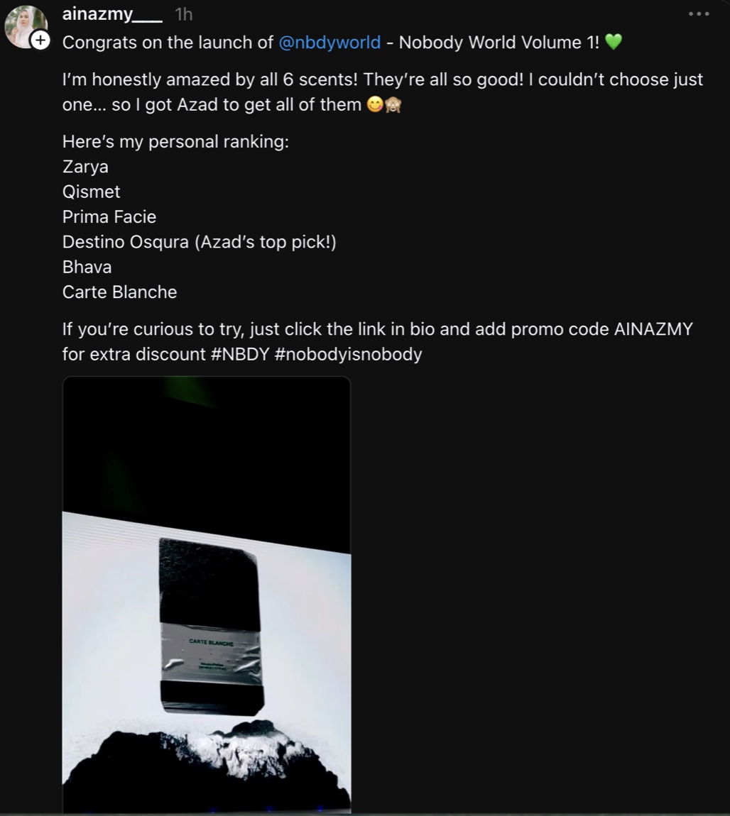 Customer ranking Prima Facie among NBDY Volume 1 scents